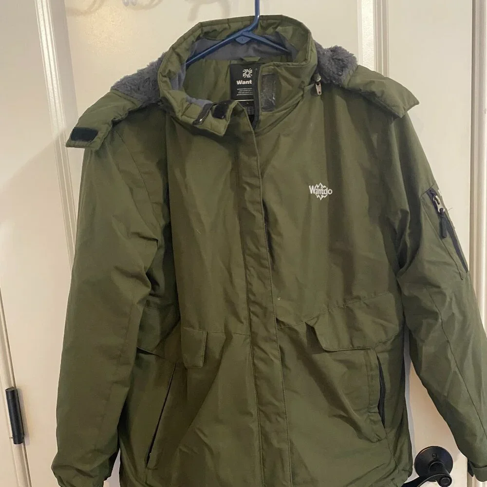 Wantdo Winter Fleece Lined Coat Ski Olive Green